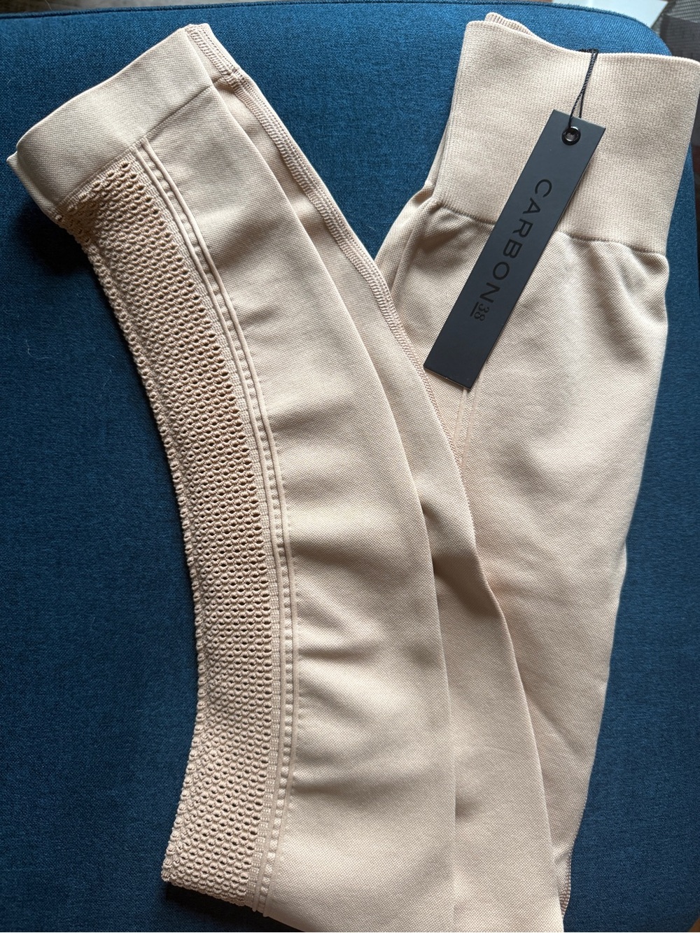 Carbon38 Nude High-Rise Leggings with Textured Side Panel